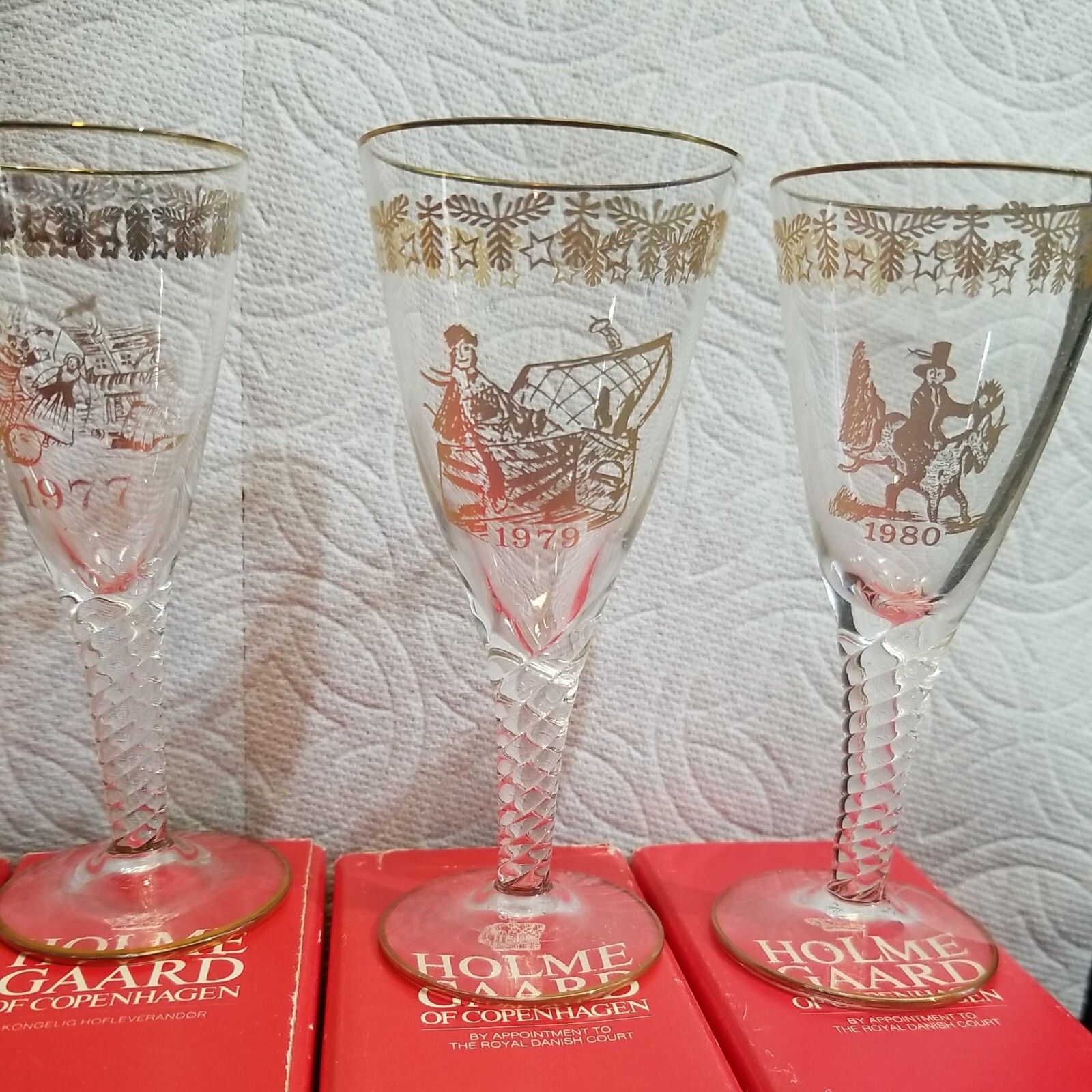 8 HOLMGAARD COPENHAGEN PORT Cordial WHISKEY SHOT Glasses Rare w/boxes Denmark B