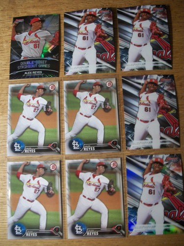 ALEX REYES lot of 30 rookie & prospect cards Cardinals RC 2016 Bowman refractors - Picture 3 of 5