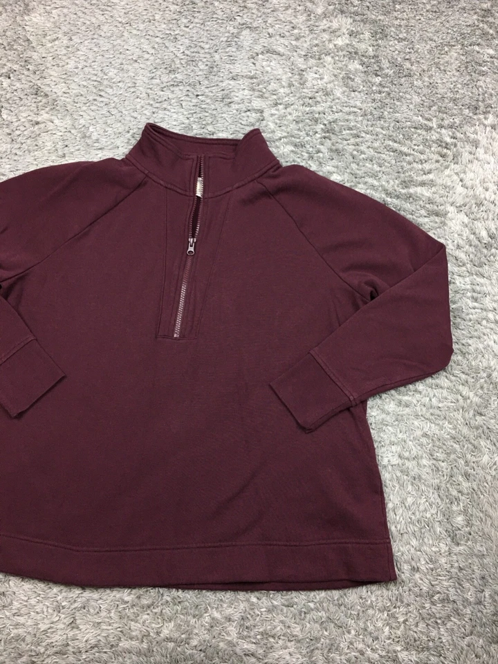 Pulôver Terra & Sky feminino 1/4 zíper tamanho 0X vermelho escuro/roxo 14W algodão - Imagem 2 de 4