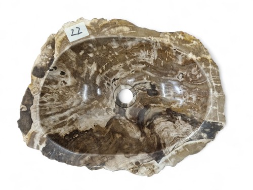 Wash Basin Petrified Wood Natural Stone Attachment Washbowl Bathroom Beige - Picture 4 of 4