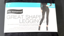 Womens Size XL 16-18 BLACK LEGGINGS No Nonsense Great Shape Tummy Shaping