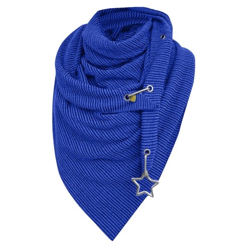 Women Winter Warm Large Scarf with Button Star Pendant Solid Color Shawl Wrap - Picture 3 of 11