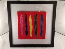 Original Framed Signed Modern Abstract Acrylic Oil Painting  13 X 13 Inch w/COA