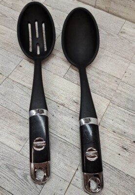 KitchenAid Black Heavy Duty Silicone Slotted And Serving Spoon Utensil Gadget