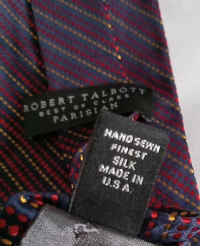 Robert Talbott Best Of Class Tie Hand Sewn Finest Silk Navy Blue Red USA 🇺🇸 - Picture 6 of 7