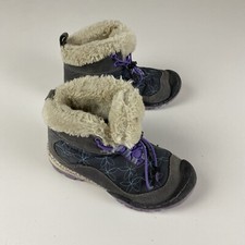 Jambu Girls Winter Snow Boots Kids SZ 1 M Magnolia Flowers Purple Gray Snow Day
