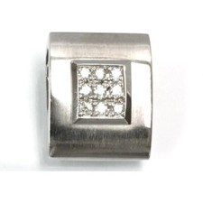 0.25 ctw Natural Diamond Solid 14k White Gold Rectangle Bar Drop Pendant 16 MM