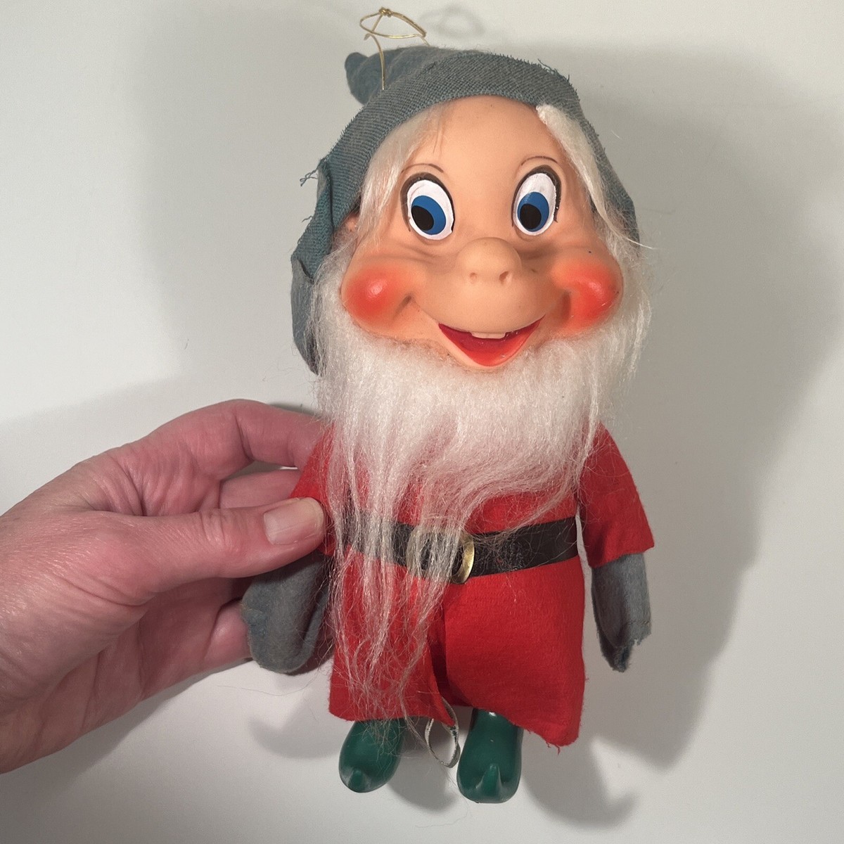 Vintage 1968 Christmas Elf Figure Ornament Vinyl Head Jestia