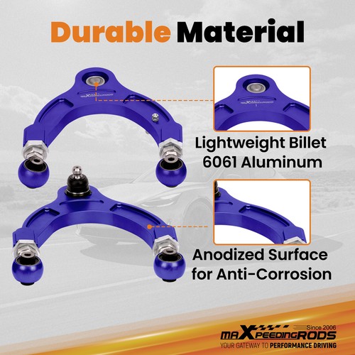 Aluminum Adjustable Front Upper Control Arms +/-3 for Tesla Model 3 / Y 2017-Up - Picture 2 of 11