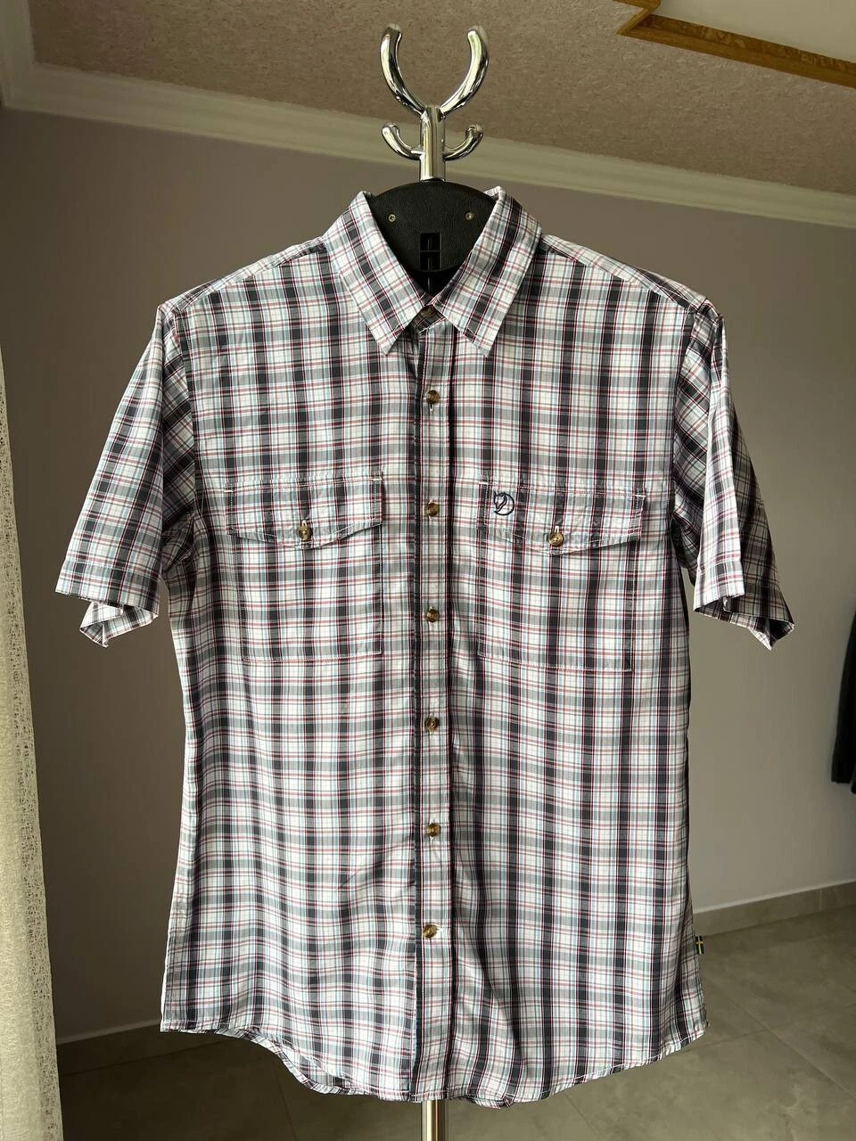 FJALLRAVEN ABISKO HIKING COOL BUTTON UP SHIRT SHORT SLEEVE MENS SIZE S