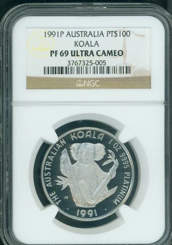 1991-P $100 AUSTRALIA KOALA PROOF PLATINUM 1 Oz. NGC PR69 PF69 Mintage : 500 !