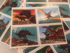 16 Dinosaur Stamps, great for crafting or to dress up your mail