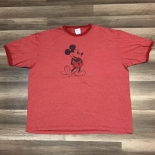 Vintage Disney Mickey Mouse Ringer Red T-Shirt Sz XL Fits Big 