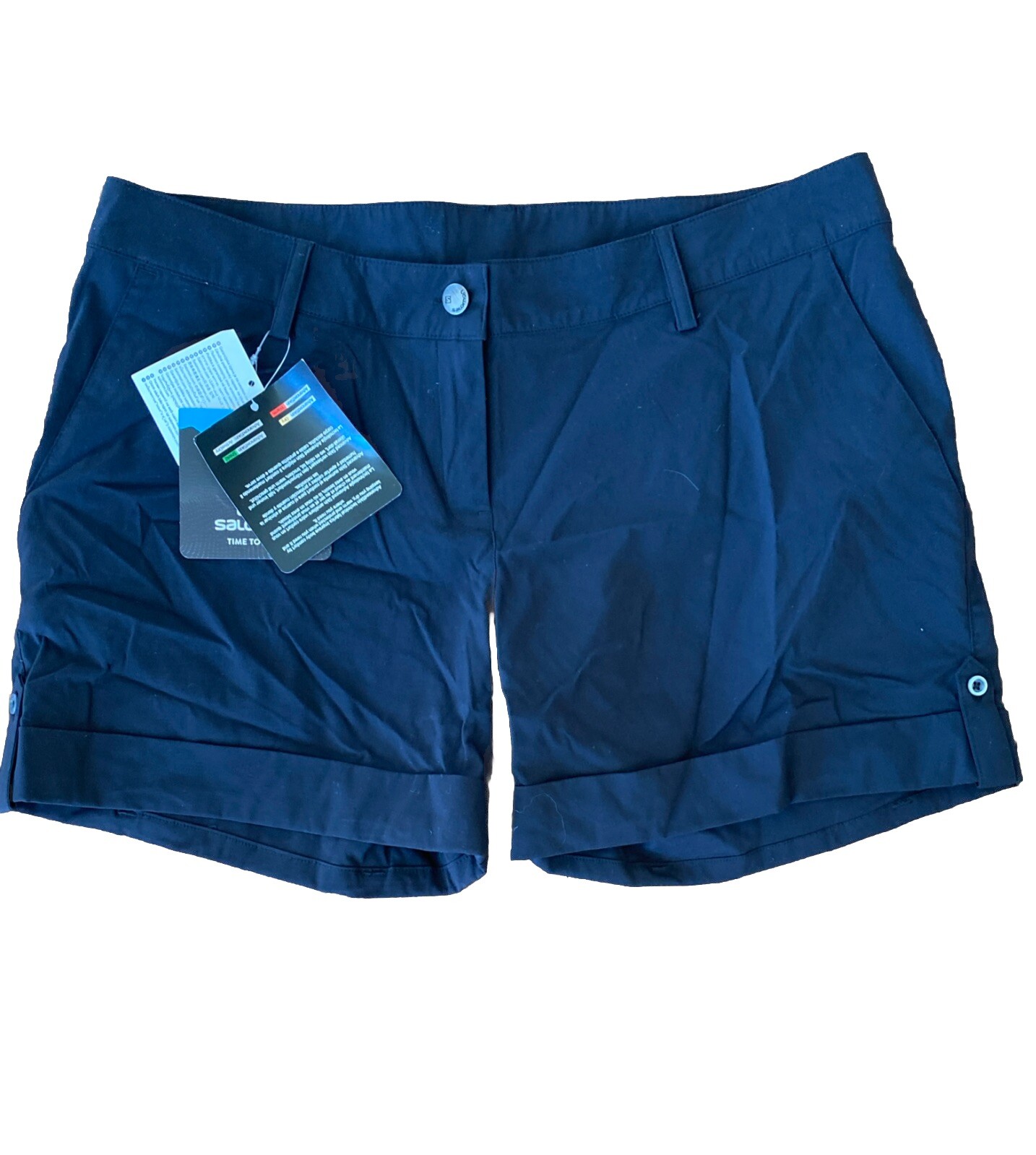 Pantaloncini da viaggio donna neri Salomon taglia 12 neri escursionismo asciugatura rapida prezzo al dettaglio consigliato $70