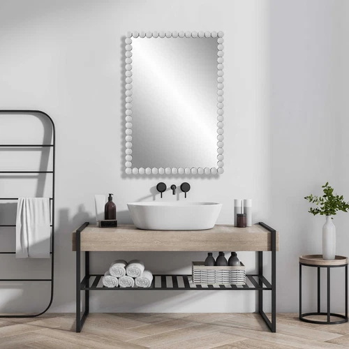 MODERN SERNA 30" MATTE WHITE IRON VANITY WALL MIRROR UTTERMOST 09790 - Picture 2 of 5