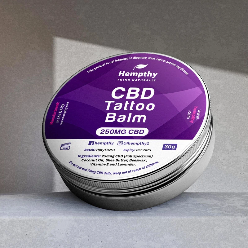 HEMPTHY Tattoo CBD Balm Aftercare - 250mg CBD -30g With added Vitamin E - Full Spectrum