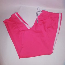 Victoria Secret PINK Track Pants Medium Pink White Athletic Zip Ankles New