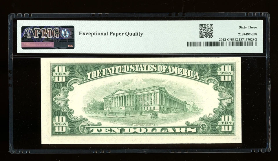 DBR 1950-B $10 Philadelphia STAR Fr. 2012-C* PMG 63 EPQ Serial C05492274* - Image 2 of 2