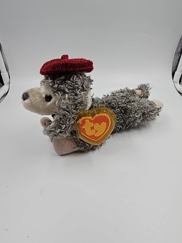 Ty Attic Treasures CHERI the Gray Poodle 6" Beanbag Plush Stuffed Animal Toy - Picture 4 of 12