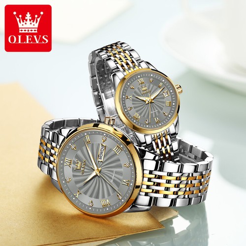 OLEVS Mechanical Watch Calendar Week Luminous Waterproof Couples Wristwatches - Picture 3 of 37