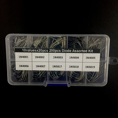 Common use Diode assorted kit box 1N4001~1N4007 1N5817~1N5819 10valuex20pcs