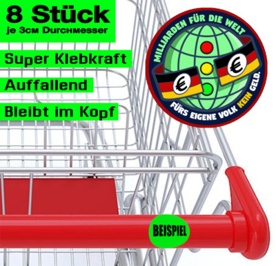 8pcs Shopping Cart Stickers 3cm Vinyl Billions For The World For Your Own Vo