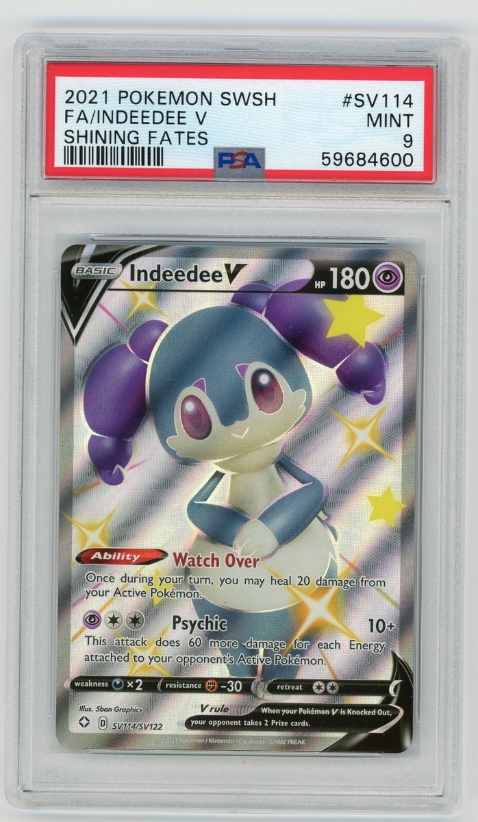 Pokemon Card Indeedee V SV114/SV122 Holo Shining Fates PSA 9