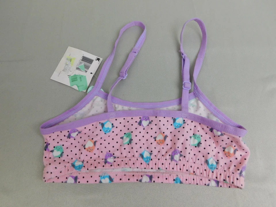Bralette Joe Boxer para niña mezcla de algodón estampado de puntos de pájaro - rosa múltiple, pequeño #7100 Foto 2 de 4