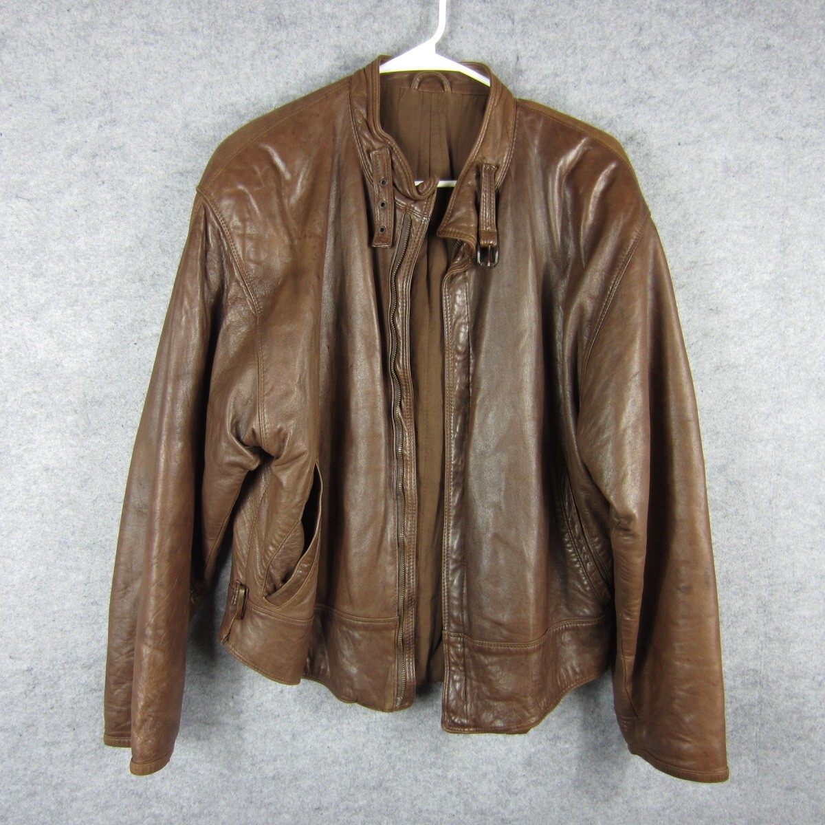 Gianni Versace RARE Leather Jacket Men 38 Brown Full Zip VINTAGE