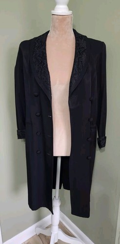VTG Danny Nicole New York Long Blazer Jacket Dress 6P Black Lace Accent Shimmer - Picture 7 of 15