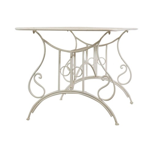 Biscottini Garden Table Iron Foldable Rectangular Outdoor Coffee Table Antique - Picture 4 of 4