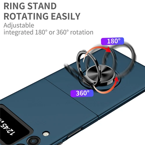 For-Samsung Galaxy Z Flip 4 3 5G Slim Matte Hard Case with Ring+Screen Protector - Picture 90 of 94