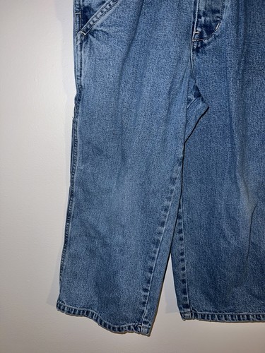 Vintage Gap Kids Size 4 Distressed Blue Denim Bib Overall 100% Cotton Wide Leg - Picture 8 of 14