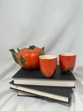 Vintage Maruhon Ware  Pumpkin Tomato Teapot 2 Cups Japan