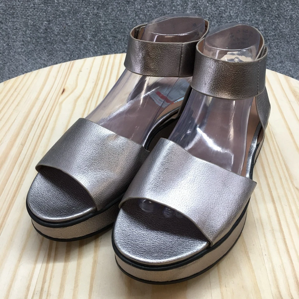 NEW Naturalizer Sandals Womens 9.5 M Camry Platform Ankle Strappy Metallic Gray - Image 3 of 4
