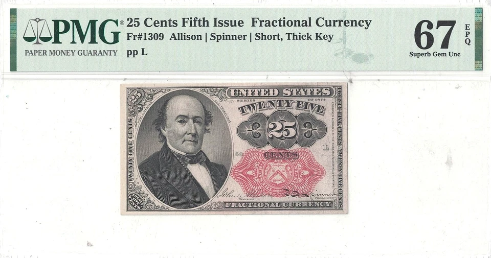 25 Cents 5th Issue Fractional Currency Fr. 1309 PMG-67 EPQ - Image 2 of 3