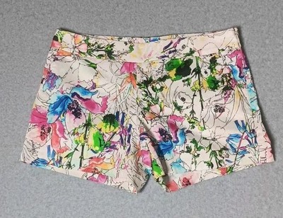 Express watercolor flower Shorts Womens Size Small White Multicolor Flowers Side