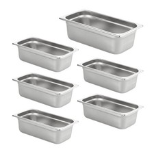 6 Pack Anti-Jam Hotel Pans, 1/3 Size 4 Inch Deep, Commercial Stainless Steel ...
