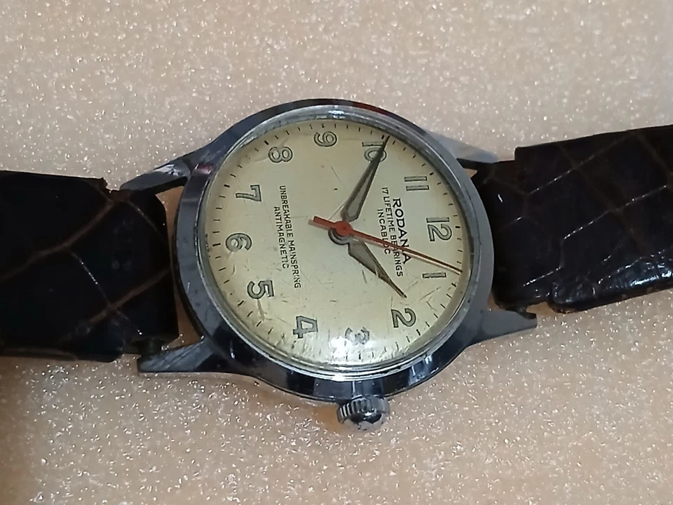 Vintage Rodania Watch 17 Lifetime Bearings Incabloc Unbreakable Mainspring Antim - Image 3 of 4