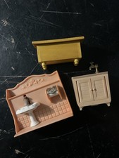 Vintage Sylvanian Calico Critters Bathroom Sink/Epoch Taiwan Shelf Dollhouse