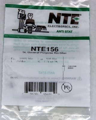 NTE NTE156 Rectifier Silicon 1000V Prv If=2A Do-15 Case General Purpose