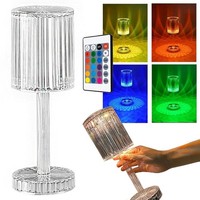 Rgb Led Kristall Tischlampe Mit Fernbedienung-Touch Nachtlicht Usb Wiederaufladb