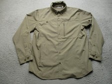 33,000ft Shirt Mens M Beige Long Sleeve Button Up Vented Stretch Fishing