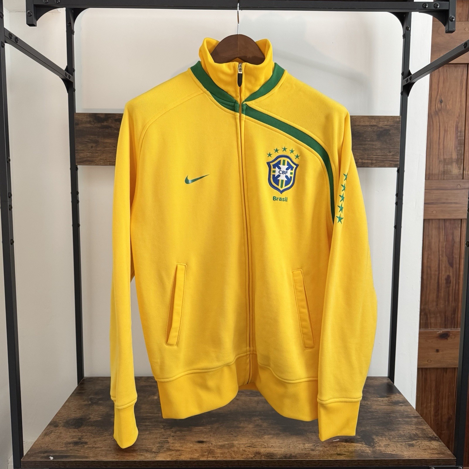 SACAI X NIKE Giacca Uomo Nike Brasile Track Large 2008 Giallo Verde Misto Cotone Rara