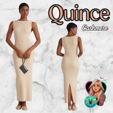 Quince Womens Large Cotton Cashmere Ribbed Sleeveless Midi Dress Heather Oatmeal