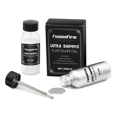 Liquid Silver Leaf Paint Kit - Alcohol-Based Quick Dry Ultra Shiny Metallic