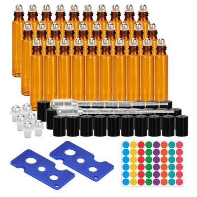 YKUKIZEE 30 STÜCK 10 ml Glas Ätherische Öle Roller Flaschen, Bernstein 