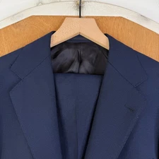 Ring Jacket Suit Mens 42S Navy Blue 3 Button Wool Canvas Surgeon Cuffs Japan