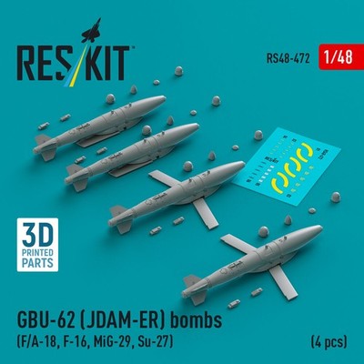ResKit RS48-0472 - 1:48 GBU-62 (JDAM-ER) bombs (4 pcs) (F/A-18, F-16, MiG-29, Su