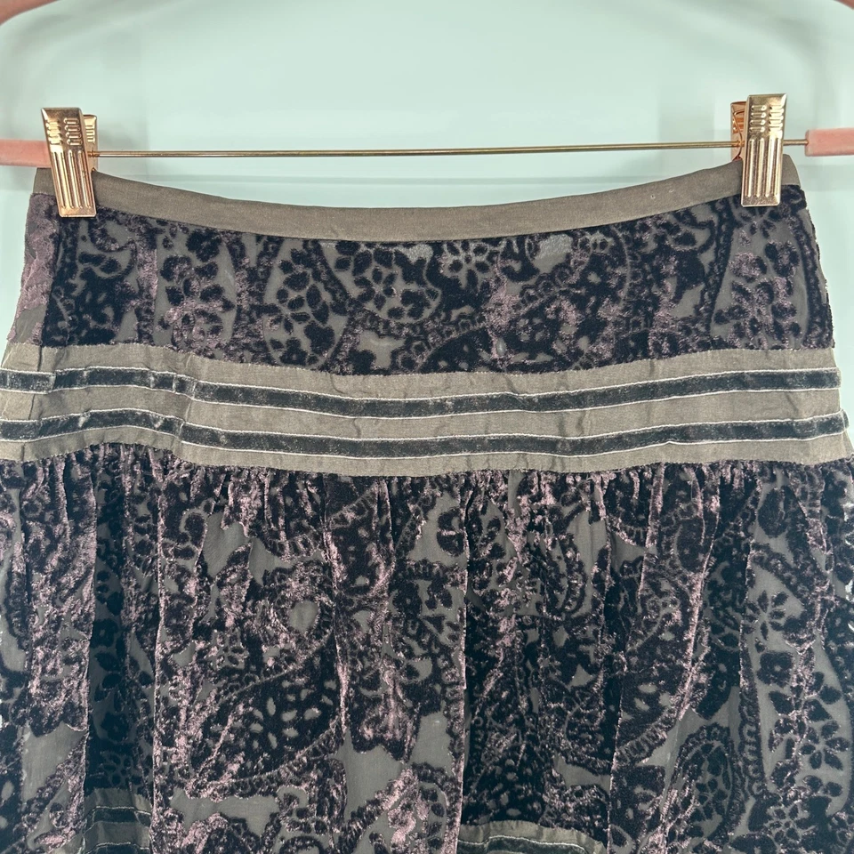 Falda midi Sundance de terciopelo Burnout cachemir en capas para mujer talla 4 marrón Foto 2 de 4